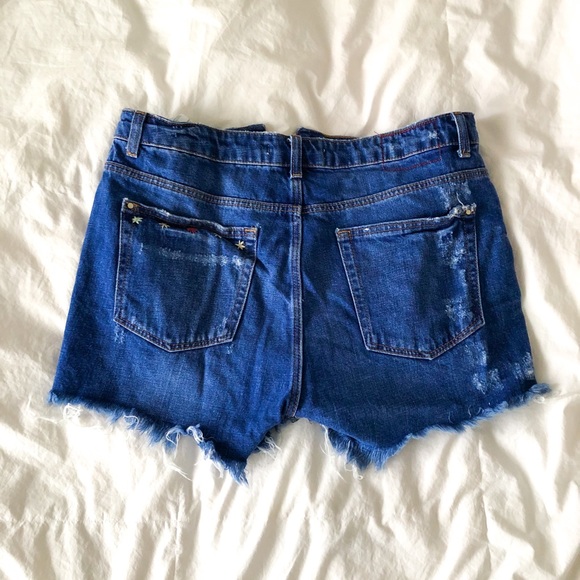 ZARA / TRAFALUC DENIM SHORTS WITH EMBROIDERY - Picture 7 of 7
